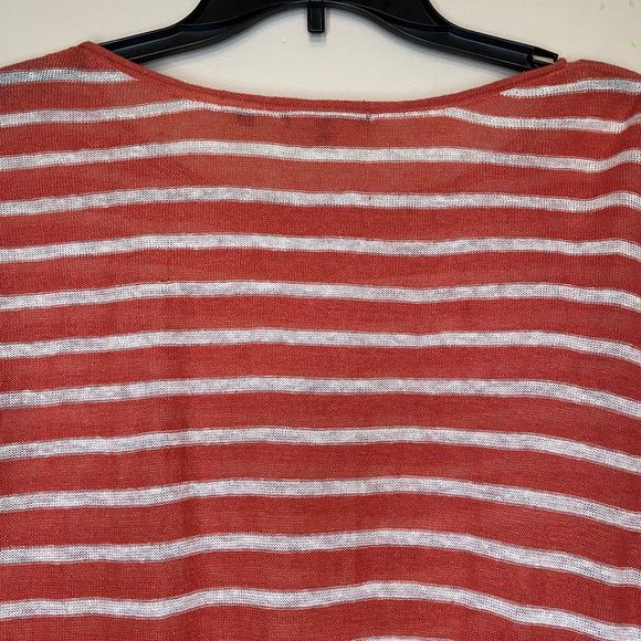 VINCE woman's size small S linen striped orange pullover lightweight sweater - Picture 3 of 9